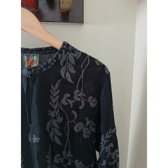Johnny Was Sasha Embroidered Tie Front Blouse - Picture 3 of 12